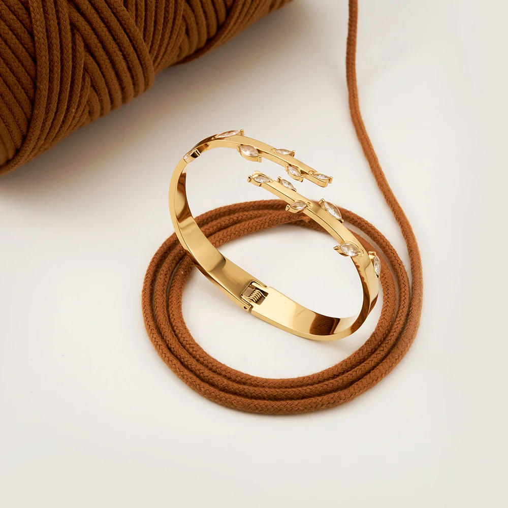 ENFASHION Pulseras Branches Shaped Bangle With Zircon For Women 18K Gold Color Plated Cuff Bracelet Elegant Jewelry Party 242404