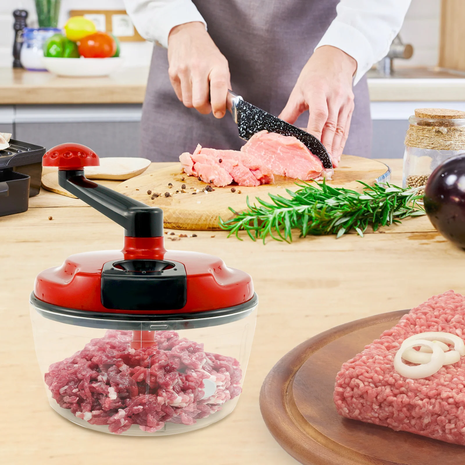 Multi-function Kitchen Manual Food Processor Household Meat Grinder Vegetable Chopper Quick Shredder Green Cutter Egg Blender
