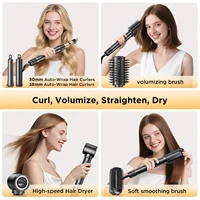 5 en 1 Air Styler Bigoudi Automatique Sèche-Cheveux Outil de Coiffure à Ions Négatifs Coanda Technology Brosse Volumisante Lisseur pour Tous Les Types de Cheveux Cadeau pour Femme 3
