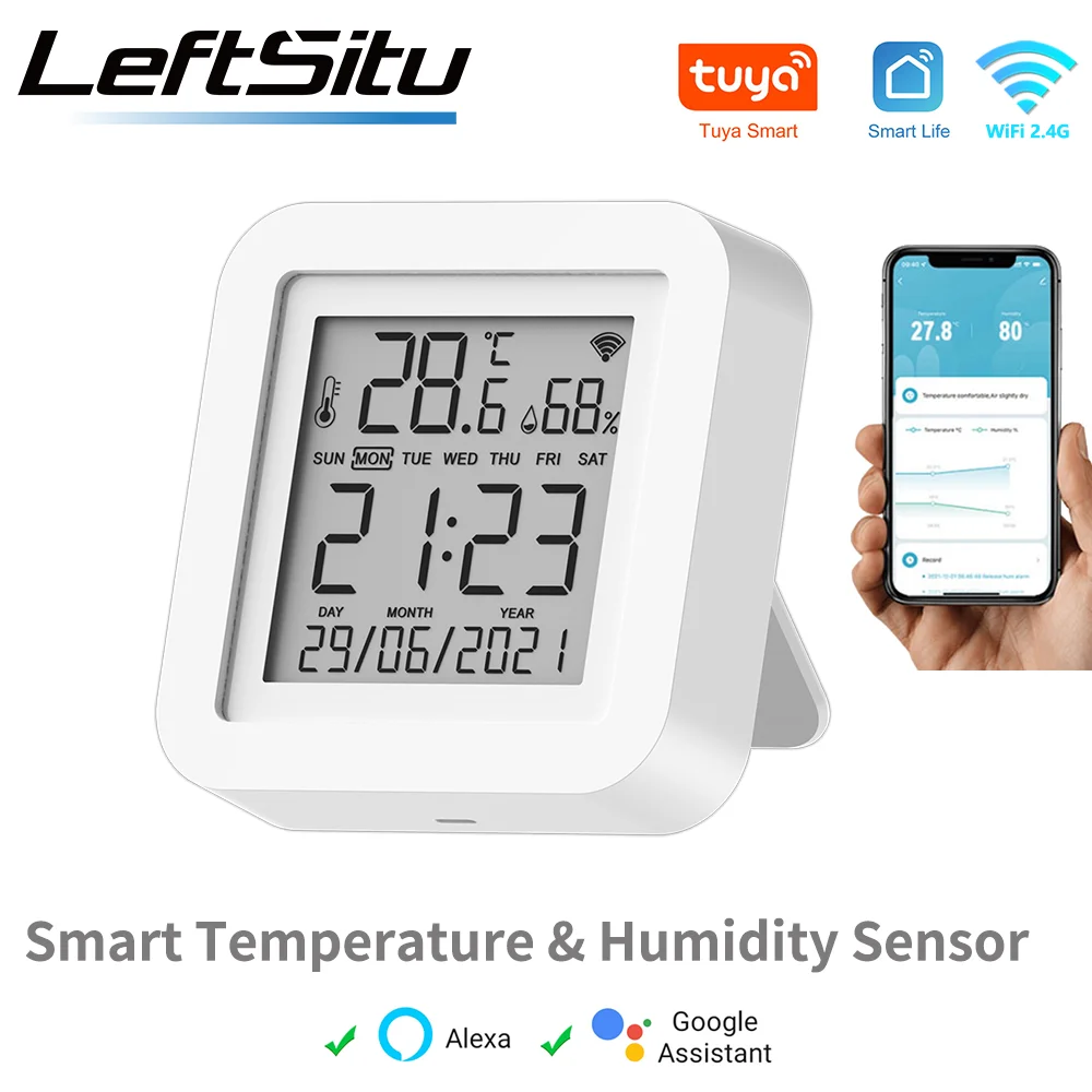 Temperature Humidity Sensor Temperature Humidity Meter Tuya WIFI Temperature & Humidity Sensor for Smart Home var SmartLife Thermometer With Display Support Alexa Google Home