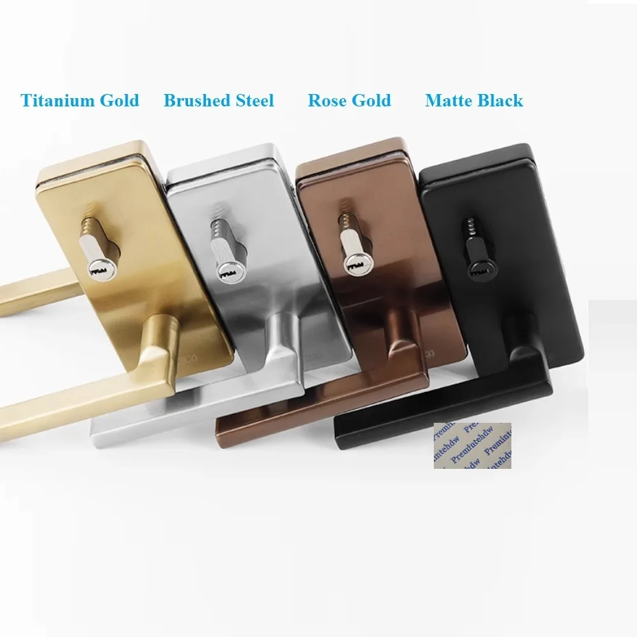 Stainless Steel Rectangle Frameless Glass Door Lock With Lever Handle Thumbturn Keys Gold Gold Matte Black