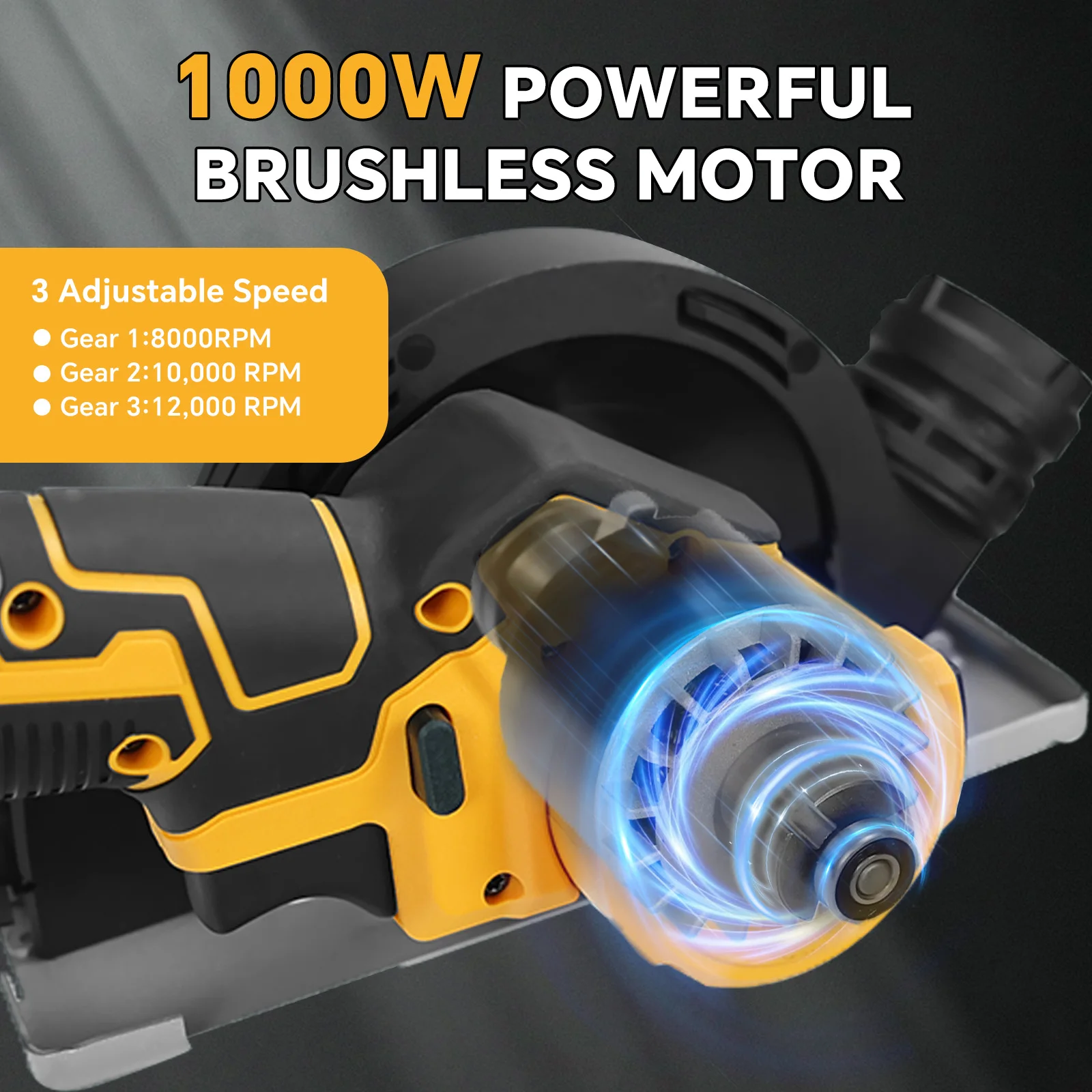 Brushless Electric Circular Saw 1000W 3 Speed Cordless Power Saw Wood Plastic Me