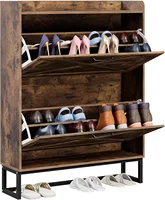 Shoe Cabinet with 2 Flip Drawers, Hidden Shoe Storage Cabinet for Entryway, Narrow Shoe Rack, Freestanding Slim Shoe