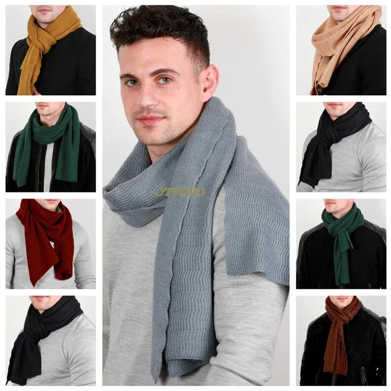Cashmere Scarves Thick Knitted Men Scarf Knit Spring Winter Scarves
