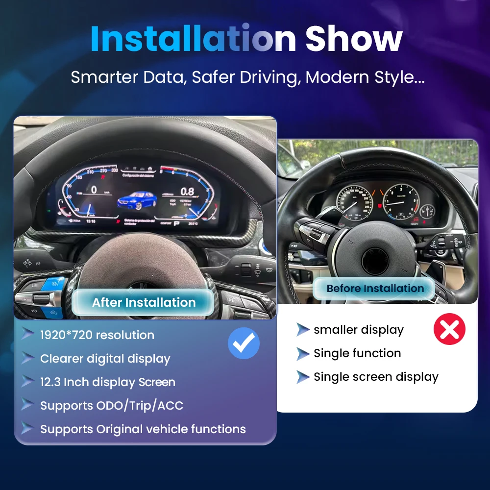 BONROAD LCD grupo de instrumentos digitales CarPlay Android Auto Panel de salpicadero para BMW F10 F11 F18 F12 F13 F01 F02 F25 F26 F15 F16 3