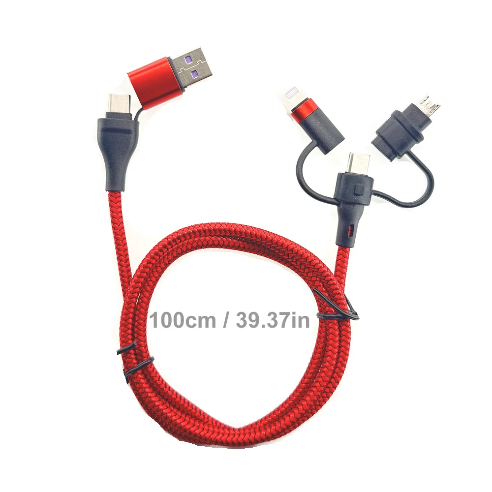 ตัวเลือกสินค้า สายชาร์จ USB-C 4-in-1 ทนทาน ชาร์จเร็ว ใช้กับ iPhone Samsung MacBook