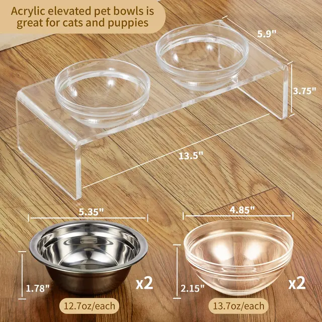 Raised Pet Bowls with Storage Function 2 Stainless Steel Dog Bowls