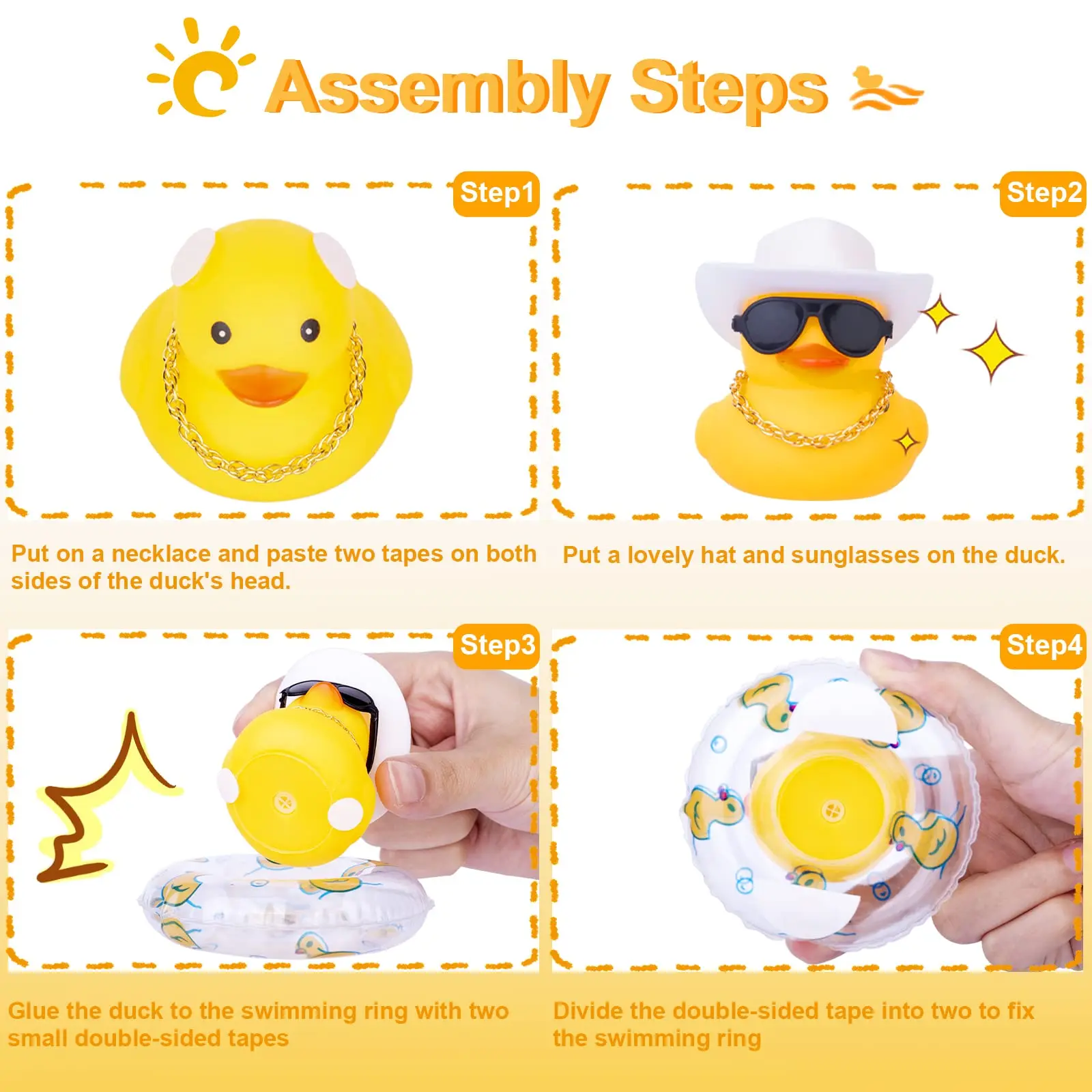 2 Set Car Duck Mini Rubber Duckies Toy Car Dashboard Yellow Jeep Duck Party Favor Car Decoration  Car Accessory Table Ornament 3