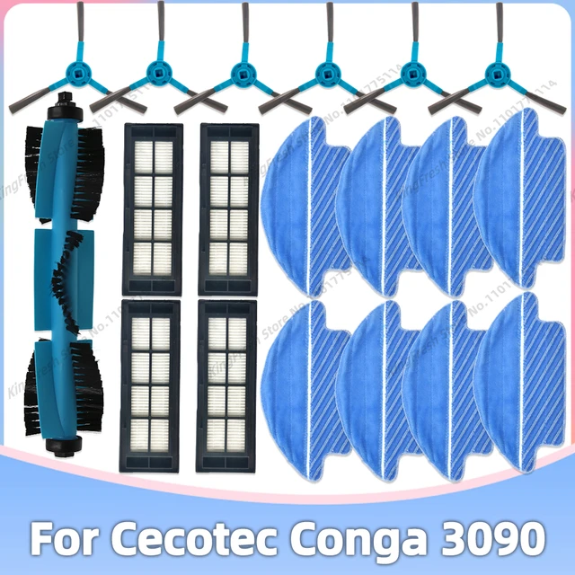 Fit For repuestos Cecotec Conga 3090 recambios Spare Parts Main Side Brush  Hepa Filter Mop Cloth Rag rueda Wheel Accessories