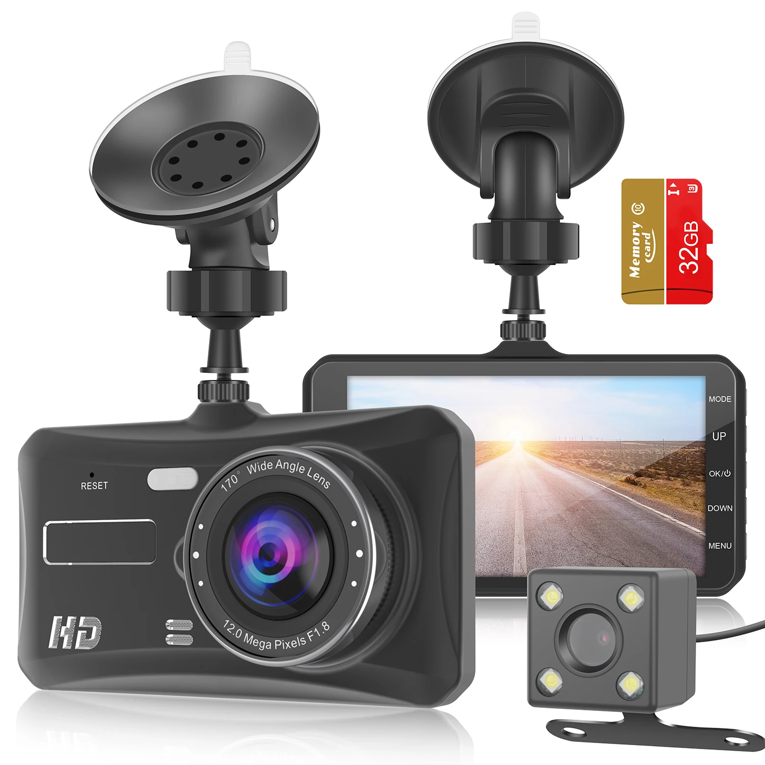 Dashcam mit Touchdisplay 1080P Duale Aufnahme Touchscreen DVR Weitwinkel Langlebige Kameras Parkplatz Rückfahrmonitor – Detail 1