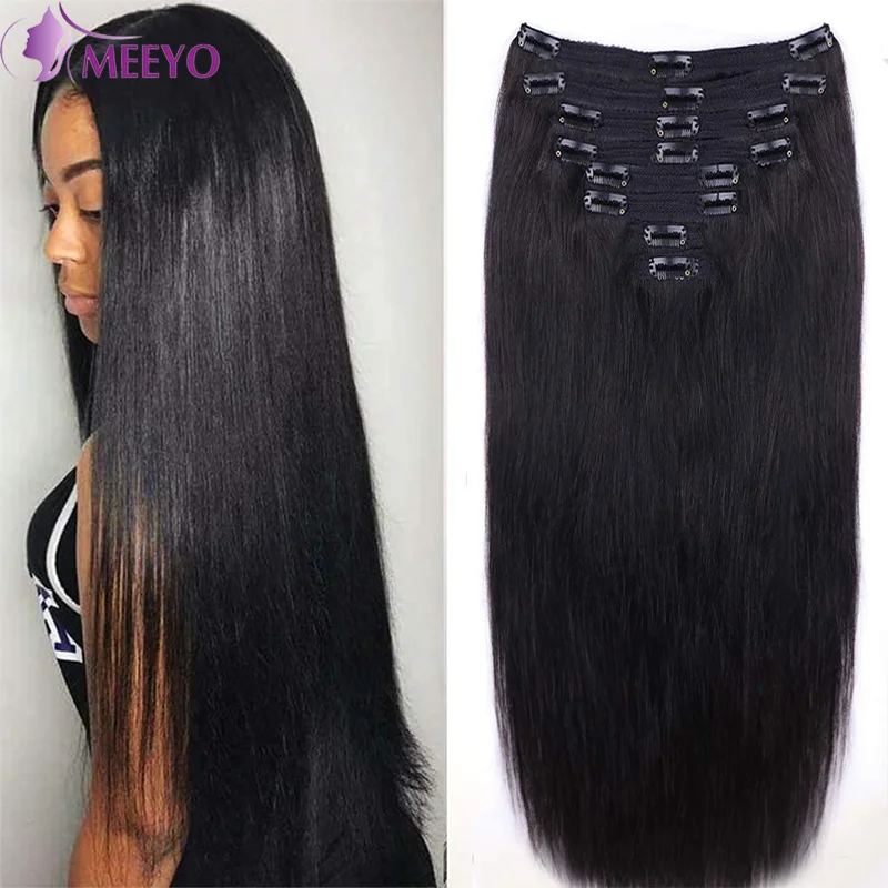 Hair Extensions Clip In Human Hair 120G Straight 16-26 Inch 8Pcs/Sets