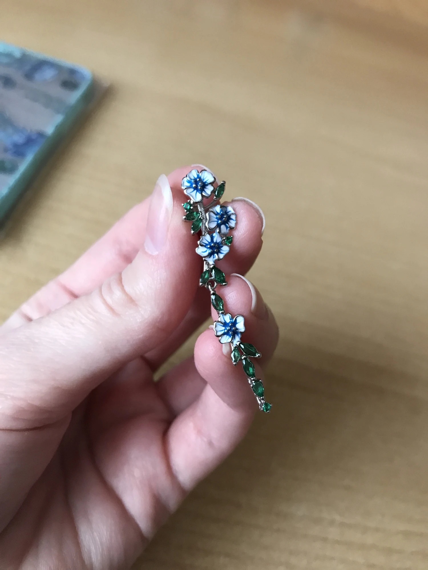 Blue Flora Dangler Earrings