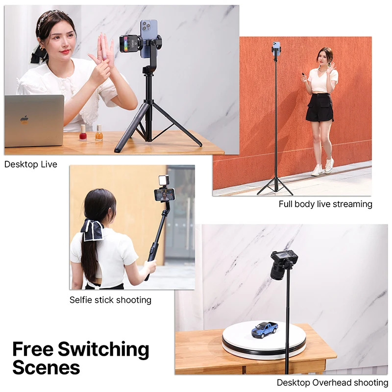 Ulanzi SK-03 Wireless Bluetooth SelfieStick Tripod Extend for GoPro Hero 12 11 10 for insta360 DSLR Camera Smartphone Monopod