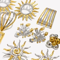 E.B.belle Round Shield Pattern Stud Earring Fashion Stainless Steel Stud Earring Jewelry Waterproof For Women Girls Dating Gift