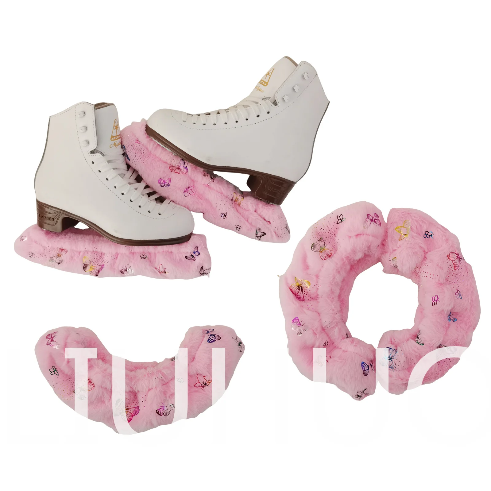【Great Selection】 Figure Skating Blades Cover Children Girls Thick Fleece Cover Guard Prote Ice Skating Rollar Skate Shoes Bultterfly Pattern Cove