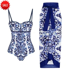 2024 Vintage Women Swimwear One Piece  Swimsuit Set Tankini Beach Wear  Printed Bathing Suit bikini tankini wholesale clearance