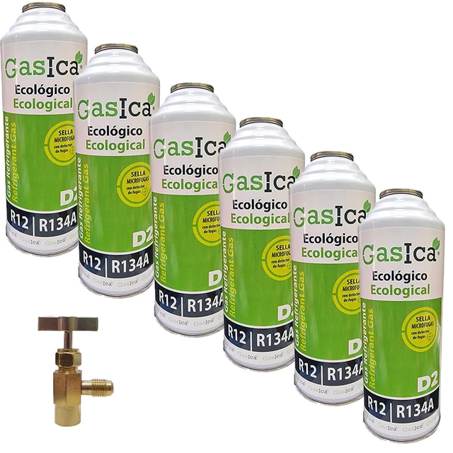 Gasica D2 226g. (Pack Gasica + Tapafugas Tratauto) Botella Refrigerante  Orgánico Ecológico Sustituto del R12 y R134A para Recarga de Aire  Acondicionado Coches : : Coche y moto