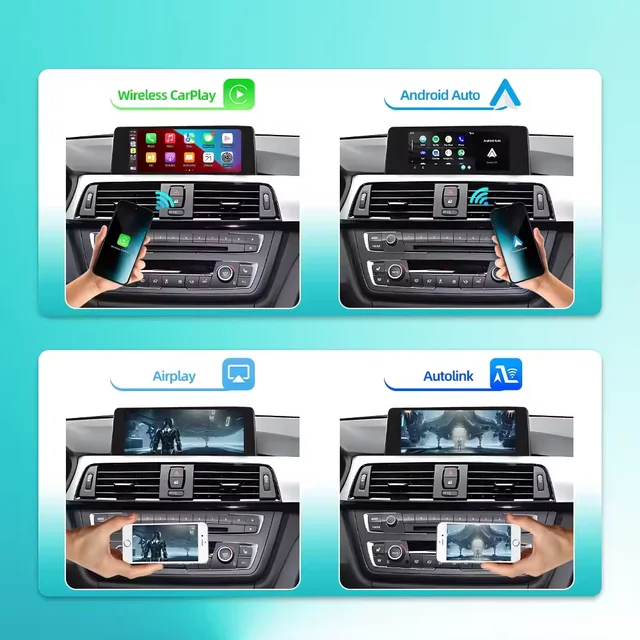 Wireless CarPlay Android Auto Decoder For BMW 1 Series E81 E82 E87 E88 2008-2012 CIC With Bluetooth Mirror Link AUX Car Module 2