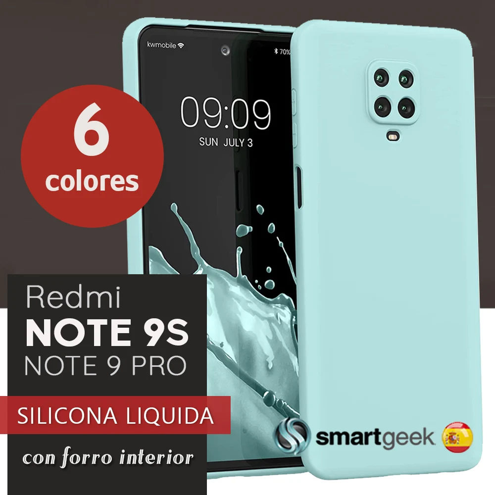 Funda Silicona Líquida con Tapa para Xiaomi Redmi Note 9S / Note 9 Pro  color Verde Pastel