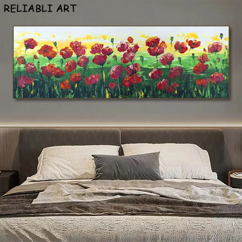 Red Poppy Flower Canvas Painting Large Size Pittura A Olio Wall Art Pictures Poster E Print For Living Room Home Decor No Frame