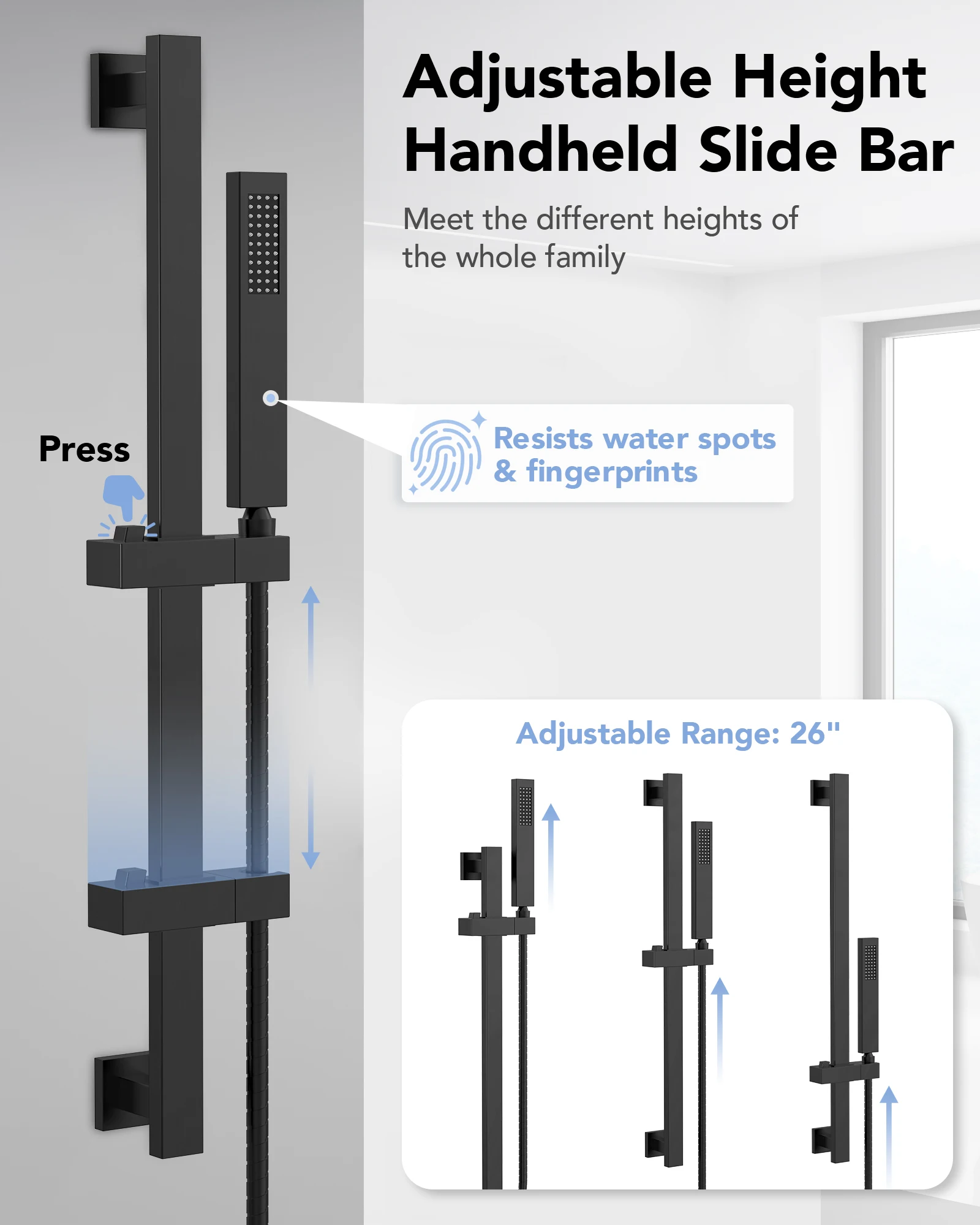 EVERSTEIN Wall Mounted Shower Faucet System Bathroom 12 inch Shower Head with Rough Valve 6 Body Massage Jets & Handheld Spray 6