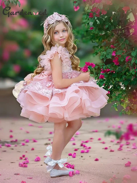Gardenwed kabarık çiçek kız elbise katmanlı tül kızlar prenses elbise düğün  parti elbise İlk Communion elbise bebek elbisesi - AliExpress