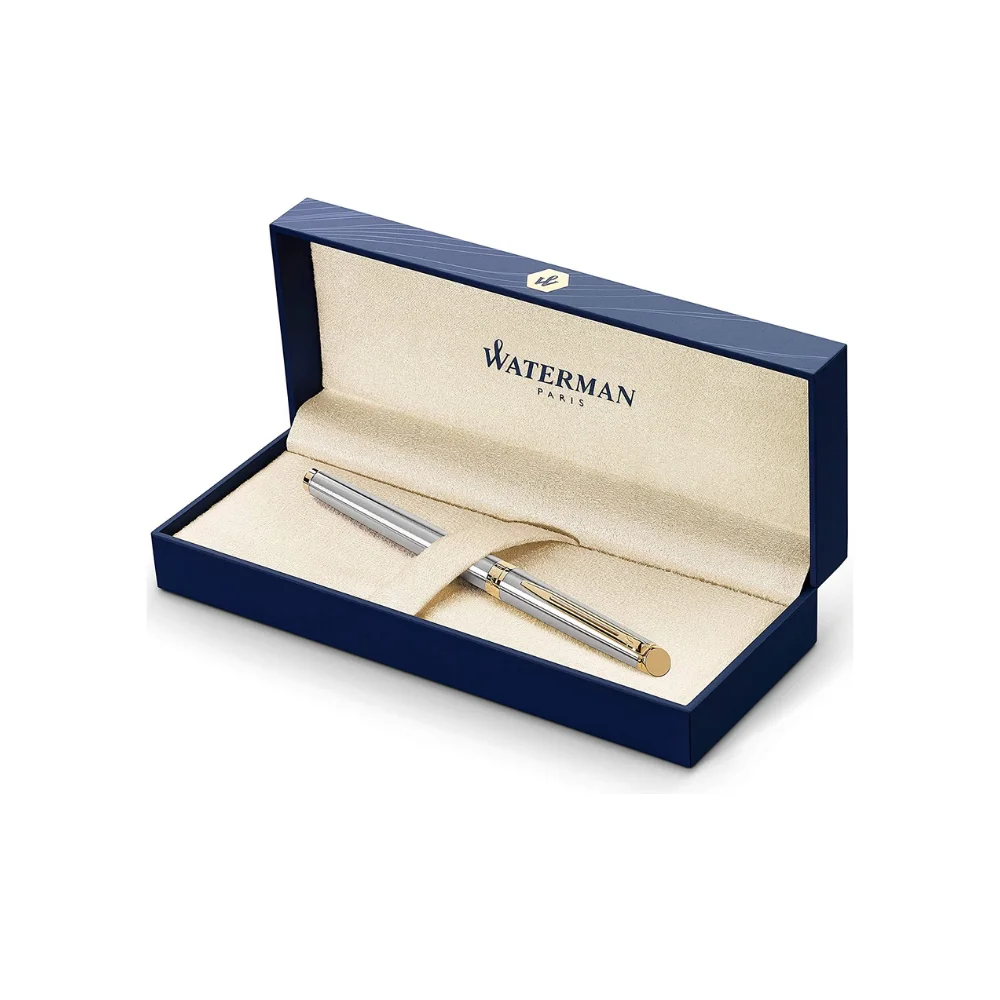 

Waterman Ballpoint Pen, Hemisphere Essential , Stainless Steel Gold/Chrome Trim, Gift Box, Original Luxury Pen, Supplies