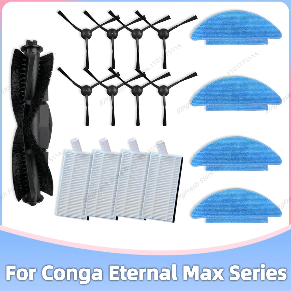 Compatível com Cecotec Conga Eternal Pet Max X-treme Ultimate Titanium Vital Peças de Reposição para Acessórios do Aspirador de pó Robô Rolamento Escova Lateral Filtro Hepa Pano Mop