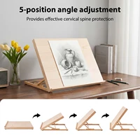Adjustable Wooden Tabletop Easel 5 Angle Foldable Drawing Board Stand Portable Artist Painting Sketching Book Holder Reading Stand for Canvas Notebook Tablet 5