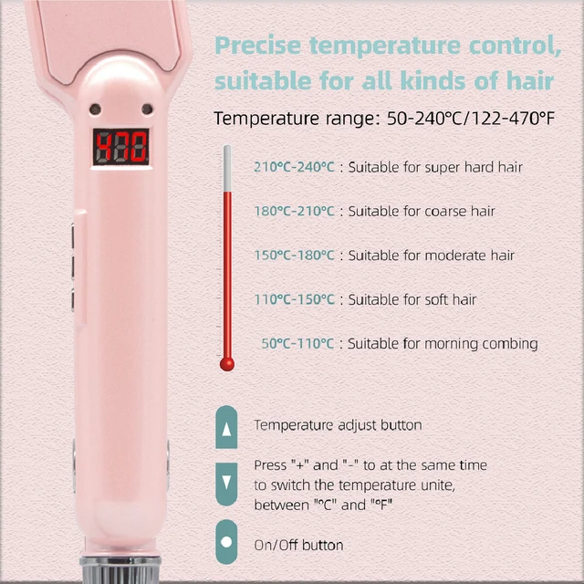 Piastra per capelli professionale RUCHA piastra larga ferro da stiro in titanio riscaldamento rapido Display LCD trattamento PTC ferro e spazzola per capelli 5