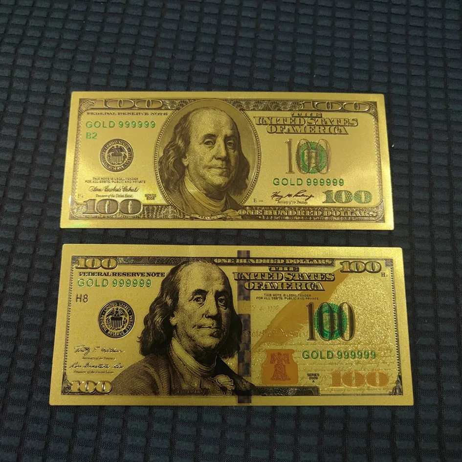Gold Plated US Dollar Bills Gold Foil Banknotes Fake Paper Money Crafts 7/8/36Pcs