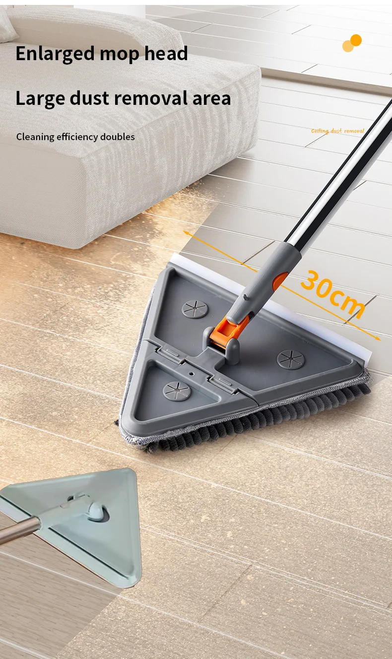 Triangle Microfiber Wall Cleaning Mop With Long Handle Adjustable Dry And Wet Dust Mop For Floor Ceiling Window Wall Cleaning_voghion.com