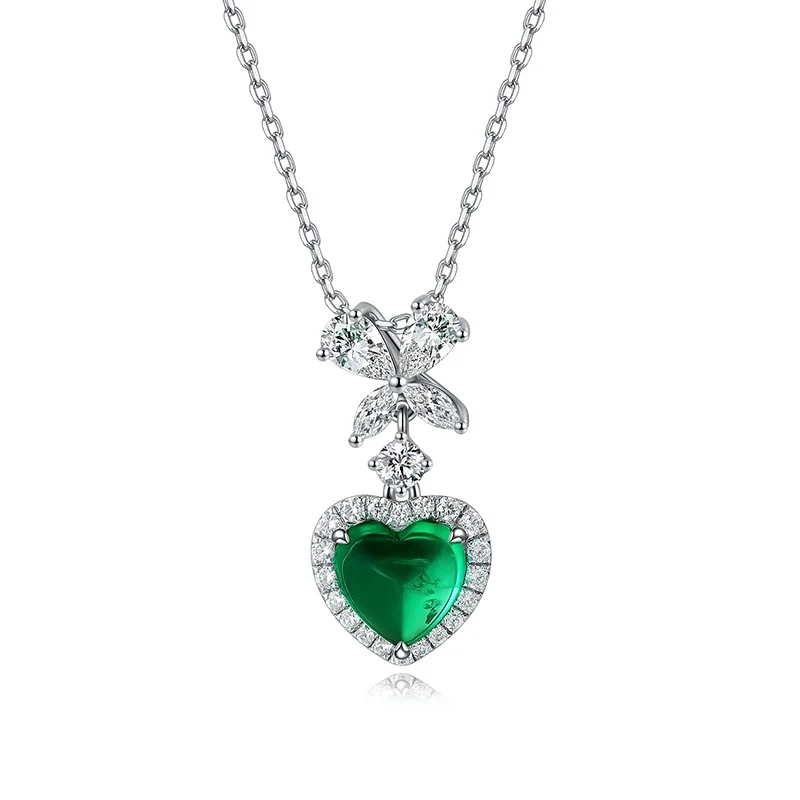 

ANSTER 18k Gold plating 925 Sterling Silver Lab Grown Emerald Pendant Necklace