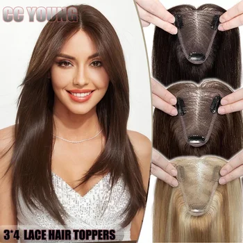 Topper per capelli umani Highlight per donna, elegante e facile da indossare, per volume e lunghezza istantanei