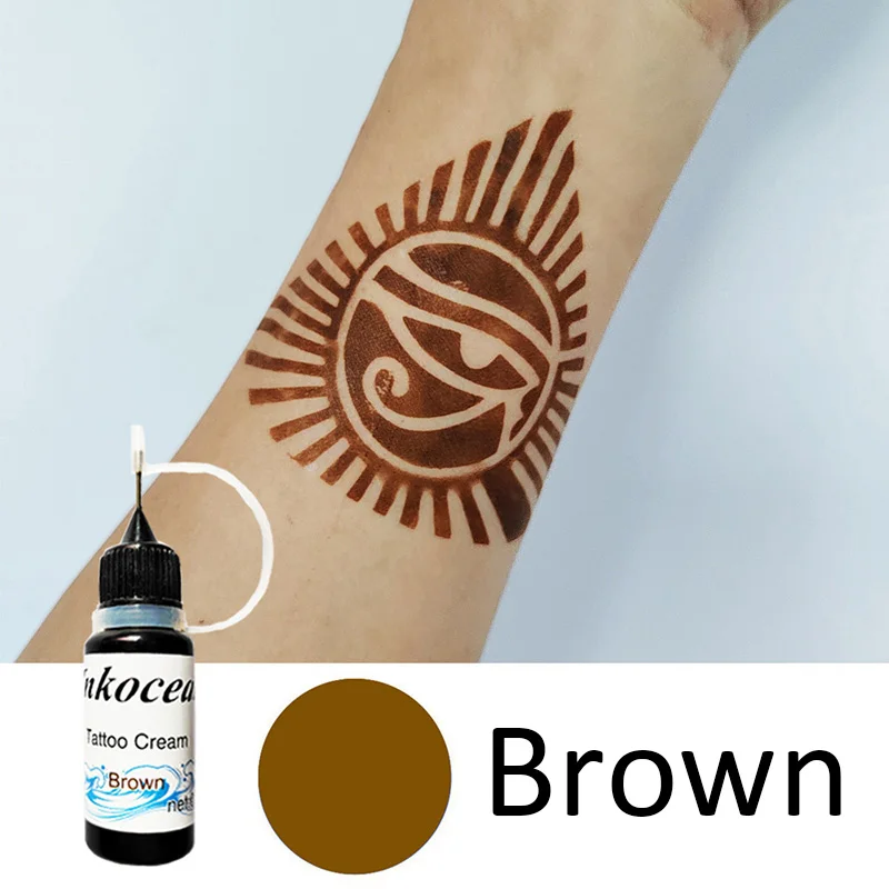 Temporary Tattoo Ink 10ml Liquid Tattoo Paste Black Brown Red Brown henna cones For Temporary Sticker Body Paint tattoo ink