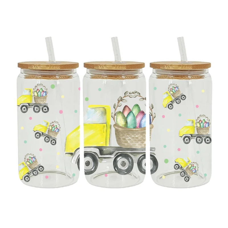UV DTF Transfer Sticker Easter Rabbit For The 16oz Libbey Glasses Wraps Bottles Cup Can DIY Waterproof Decals D12358