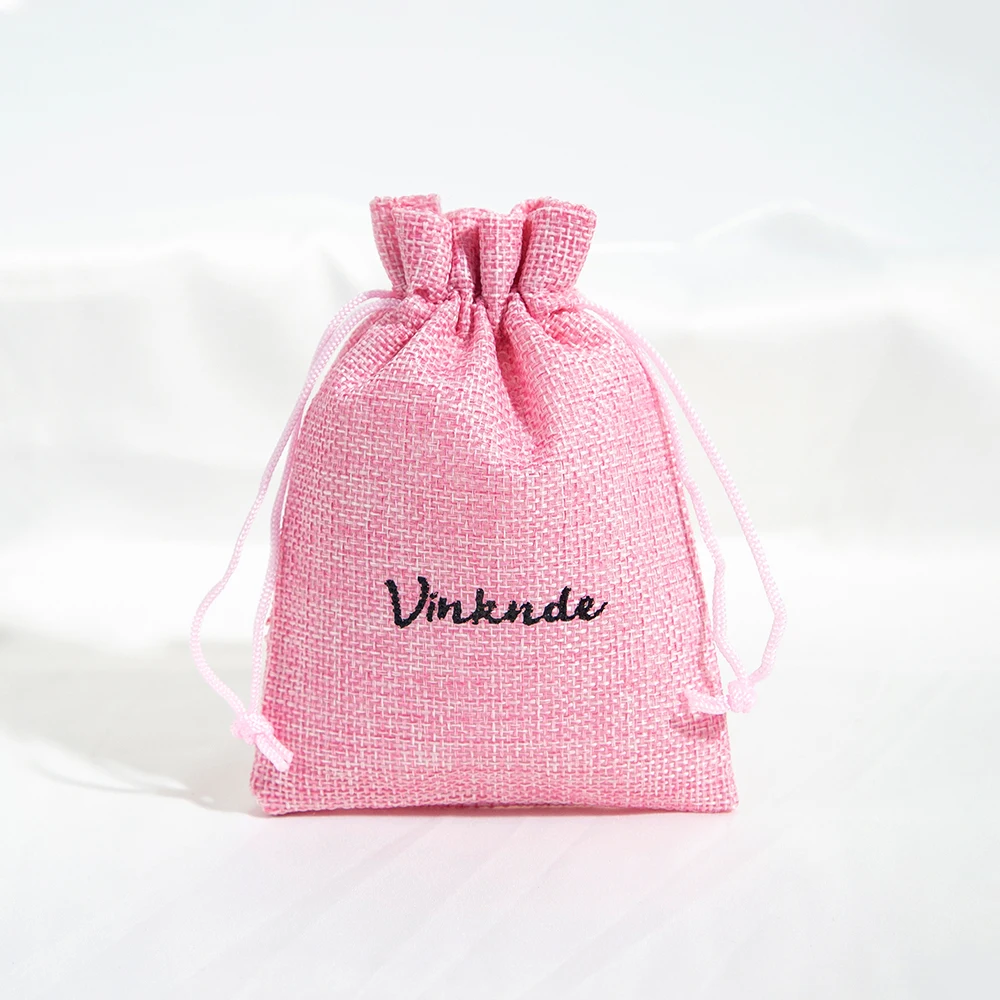 Personalisierte Logo-Jute-Geschenktasche mit Kordelzug, wiederverwendbare kleine Schmuckverpackung, natürliche Leinen-Jute-Hochzeitsgeschenkbeutel – Detail 9
