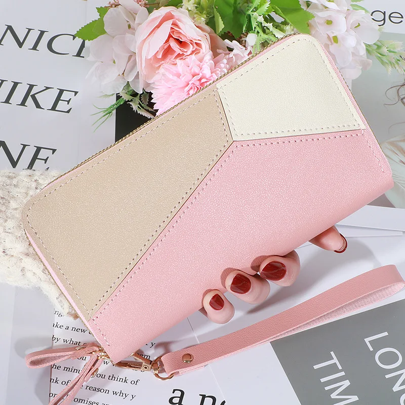 Monederos para teléfono de pulsera para mujer, carteras monedero largo de cuero mujer, tarjetero grande, embrague, doble cremallera - AliExpress