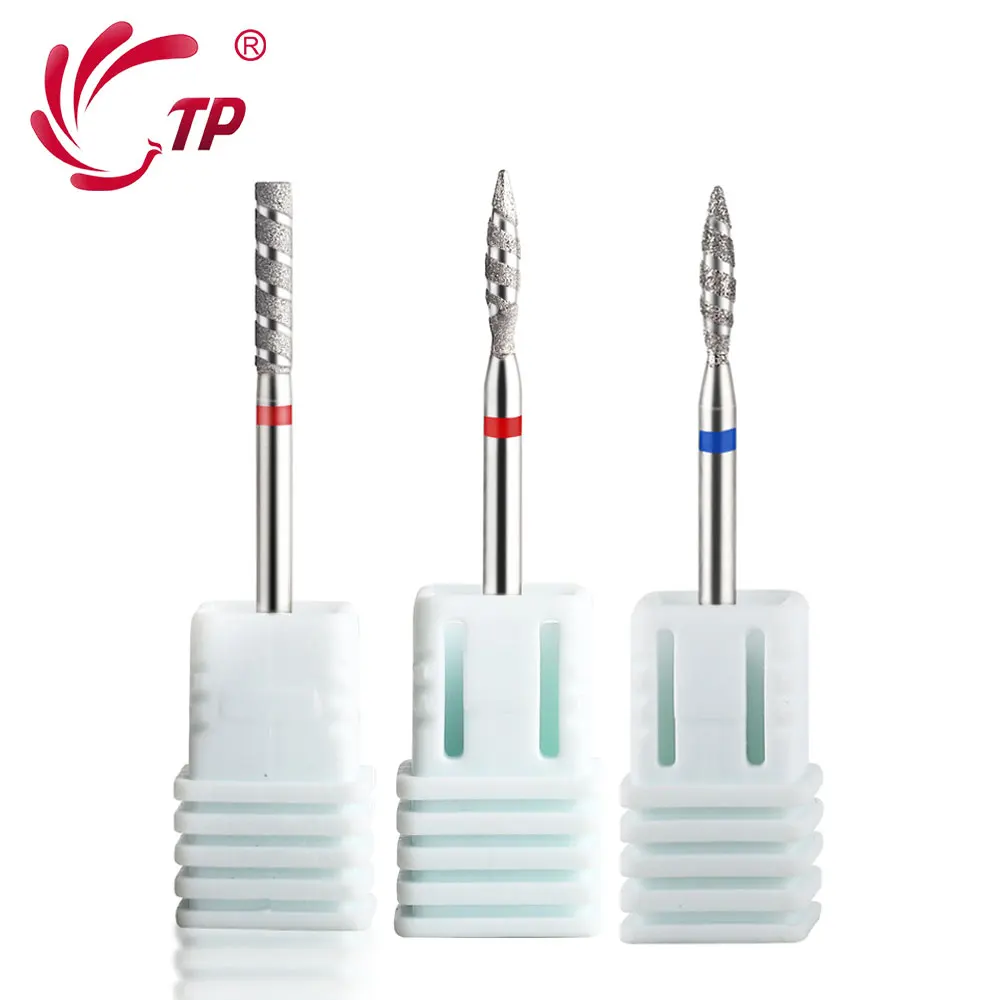 

TP 2PCS Flame Cuticle Drill Bit Set for Russian Manicure,Safety Diamond Nail Drill Bit,3/32 Electric Cuticle Remover Bit