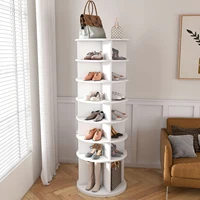 Anajqaqia 360 °   Étagère à chaussures rotative, tour à chaussures à 6/7 niveaux, gain de place pour jusqu'à 24/28 paires de chaussures, base surélevée pour bottes, blanc 3