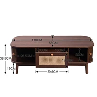 Anajqaqia Table basse avec tiroirs en rotin et portes coulissantes, table basse en rotin de style campagnard, table de canapé pour salon, bureau 2