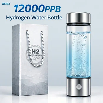 Portable Hydrogen Water Bottle 12000PPB Hydrogen Rich Water Generator Rechargeable SPE PEM Hydrogen Water Maker Cup Travel USB 1