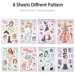 8PCS Cartoon Kpop Girl Group Collage Sticker Set - Waterproof Decorative Stickers for Phone Case, Luggage, DIY, and More (8PCS)