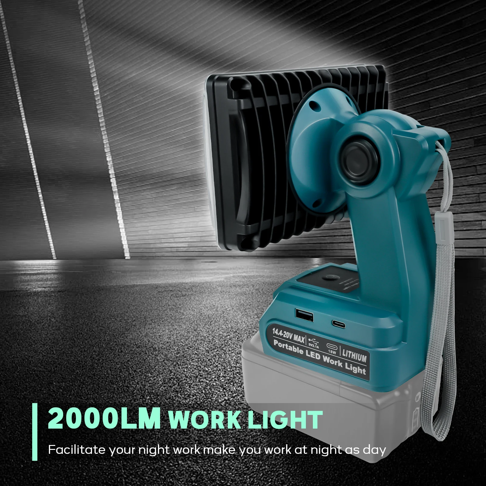 Camping Light Portable Lanterns Camping Lamp Camping Lantern Portable Work Lights Portable Work Light 28W 2000LM LED Work Light for Makita 14.4-20V Li-ion Battery Lamp Flashlight Outdoor Emergency Lighting with USB Type-C Port