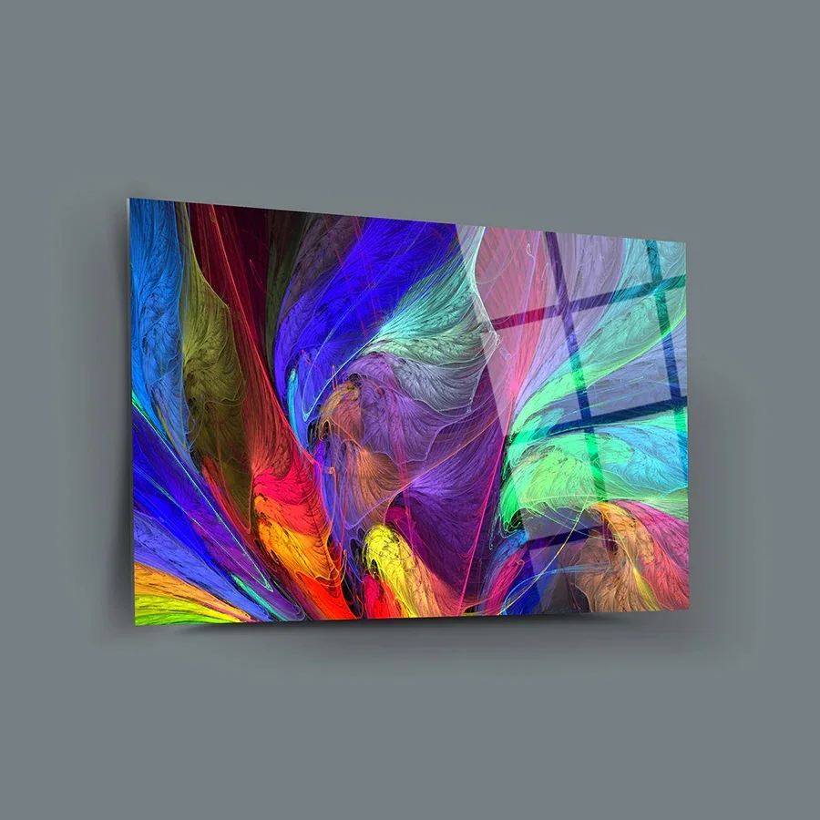 

Color Waves Decor, Glass Wall Art, Frameless Free Floating Tempered Glass Panel, Home Office Living Room Decoration,
