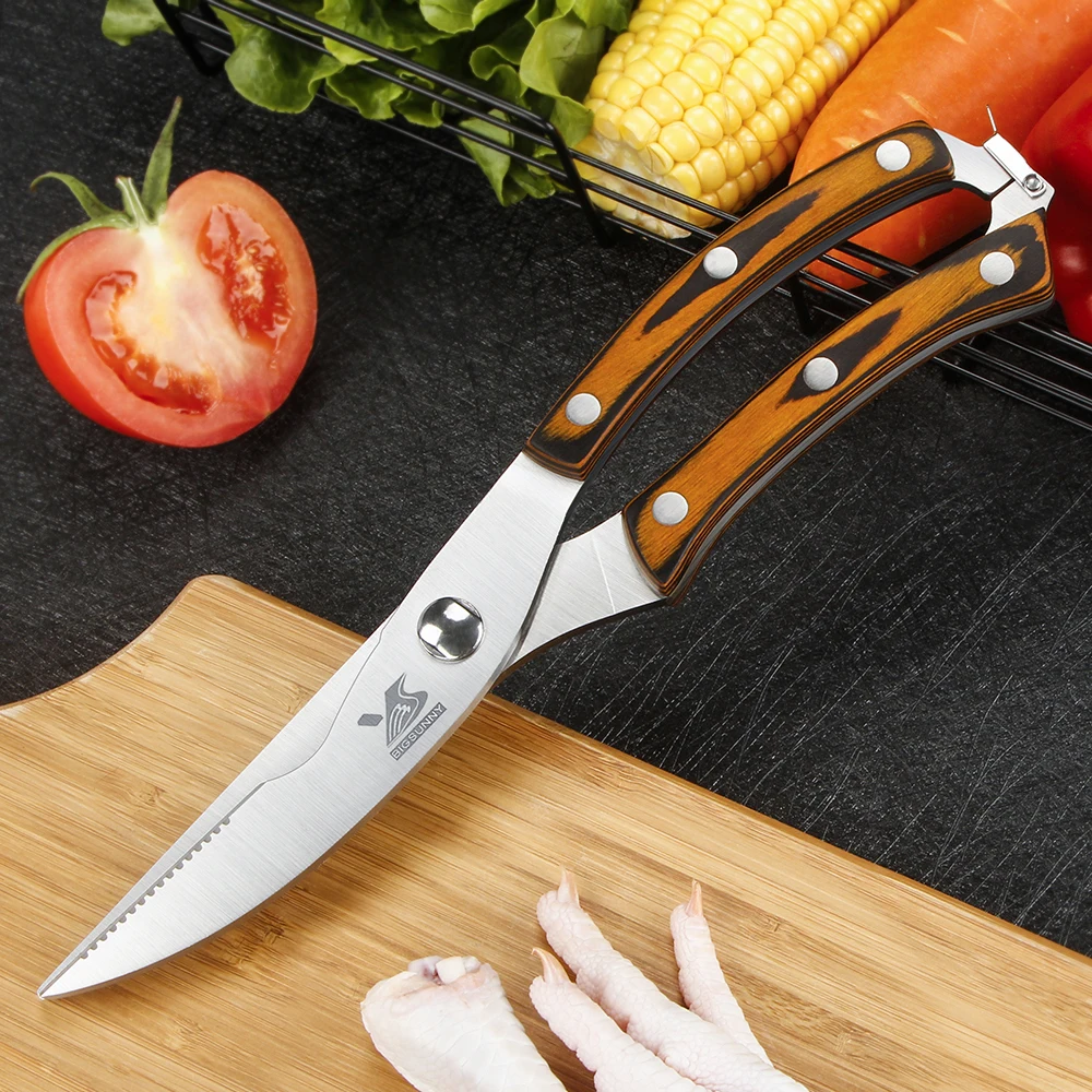 MSY BIGSUNNY 7Inch German Steel Bone Chopping Knife Cleaver Butcher Knife  with Pakkawood Handle Multipurpose Use for Home Kitchen
