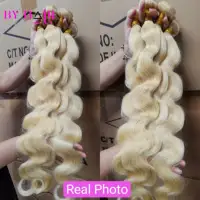Color 613 Blonde Hair Weave Bundles Peruvian Honey Blonde Body Wave  Raw Human Hair Bundles 12 To 32 inch Hair Extensions Weft 2
