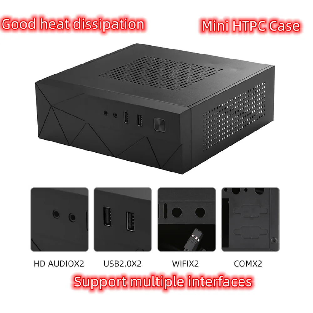 

Desktop Power Supply Gaming HTPC Host Office Home 2.0 USB Mini ITX with Radiator Hole Computer Case Practical Horizontal Chassis