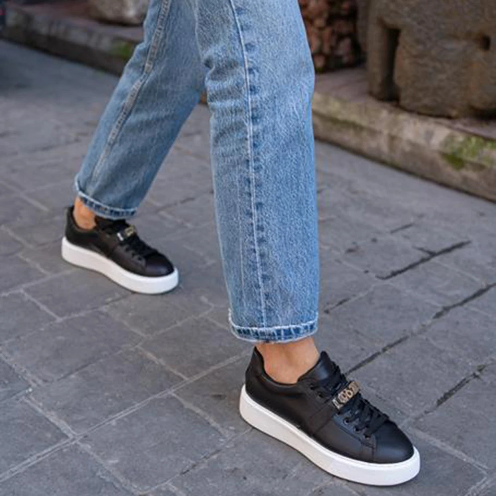

Black Buckle Sneakers for Women Summer Women Shoes Sandals 2023 Laced Shoes for Women Flat Casual Sneakers for Summer