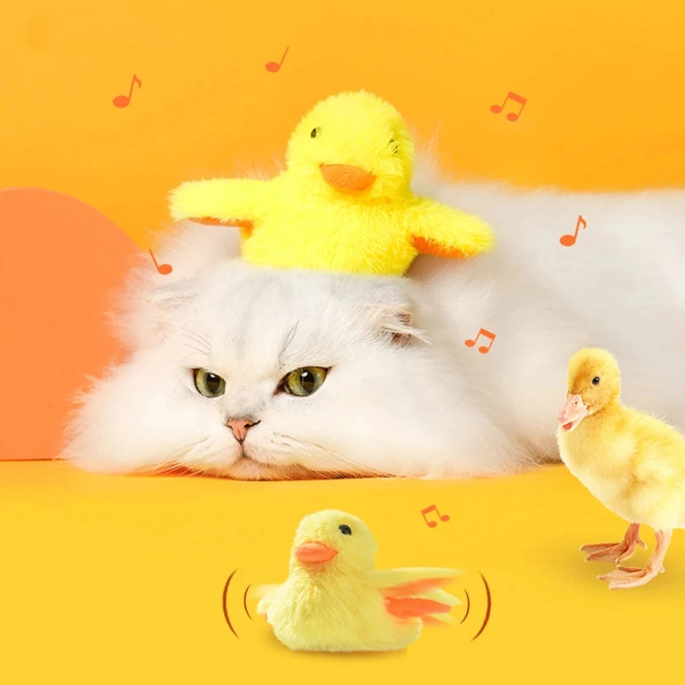 

Cat Kicker Toy Rechargeable Flapping Duck Lifelike Quack Chirping Beating Wings Touch Activated Kitten Toy Plush Interactive